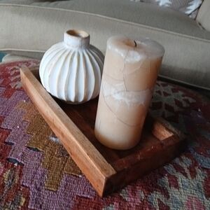 Elegant Cream Vase and Candle Set